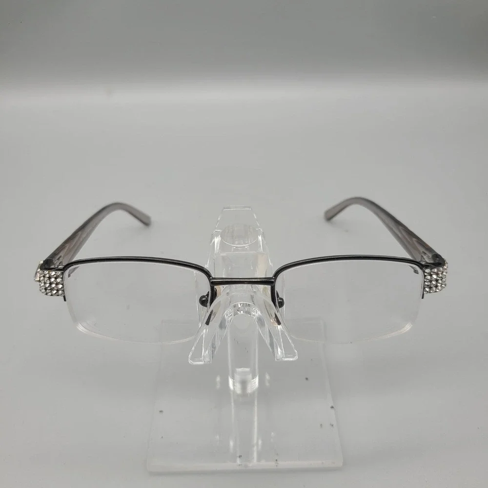Jimmy Crystal New York Swarovski Reading Glasses JCR257 +2.00 Smoke Gold Black